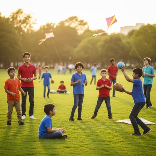 Multicultural Boys in a Joyful Park Setting