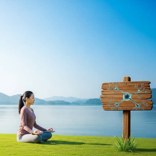 Tranquil Landscape Promoting Mental Wellbeing | Neuroscience Symbols