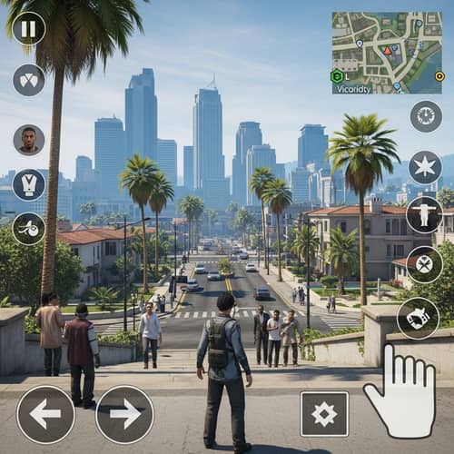 Digital Rendering of Sprawling Sun-Soaked Metropolis Mobile Game