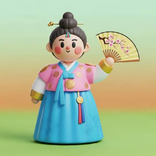 Cute 3D Korean Culture Character Illustration