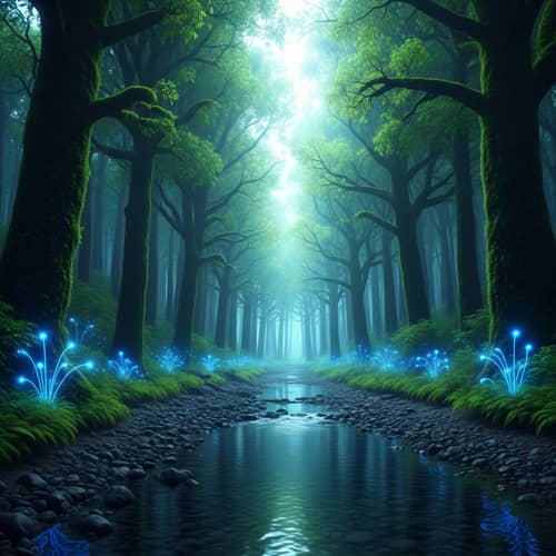 Whispering Woods Fantasy - A Serene and Mystical Woodland Scene