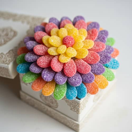 Colorful Candy Flower in Decorative Box - Sweet Blossom Crafted with Pastillas