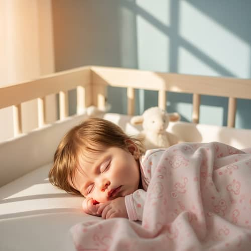 Tranquil Sleeping Baby Girl Under Soft Pink Blanket