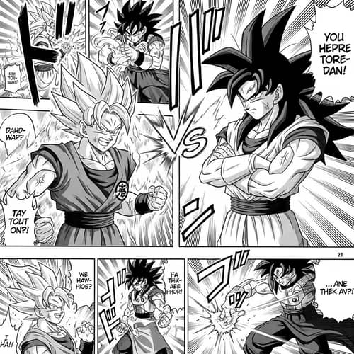 Epic Monochromatic Manga Duel Between Spiky-Haired Warriors