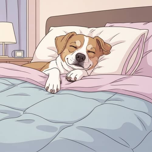 Cozy Dog Nap on Comfy Bed - Peaceful Moment Captured