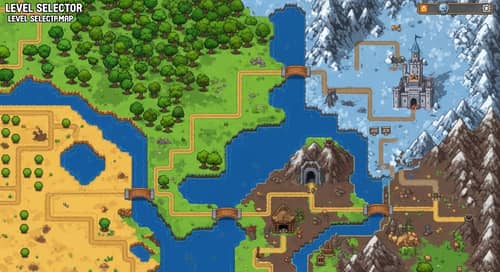 Pixel Art Level Selector Map: Top-Down View