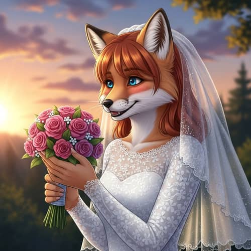 Enchanting Fox Girl in White Wedding Gown | Special Day