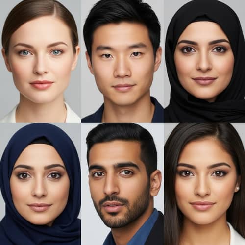 Faces of Different Nationalities Living in Russia