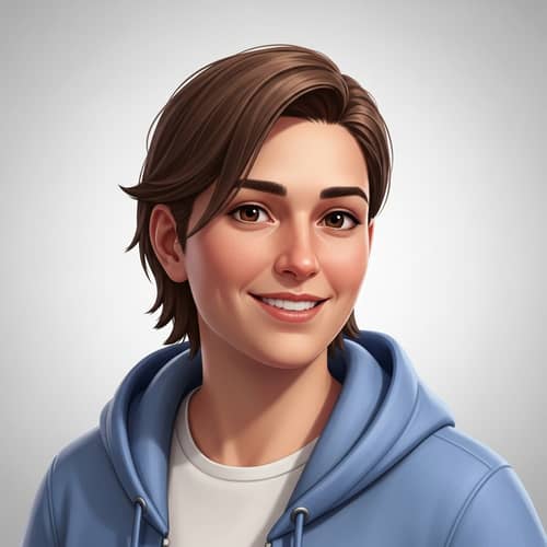 Friendly Digital Avatar with Casual Brown Eyes & Smile