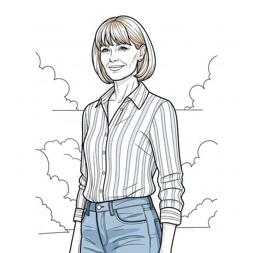 Stylized Coloring Book Illustration of Tall Blonde Woman - Color Me