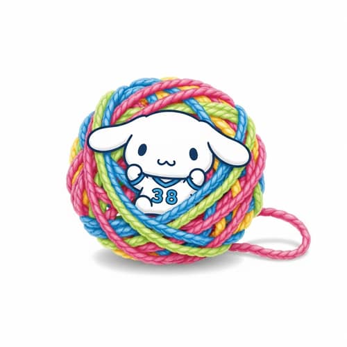 Pochacco Playfully Nestled in Crochet Yarn Ball