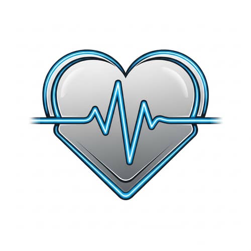 Futuristic ECG Sensor Icon | Blue & Silver Gradient Design