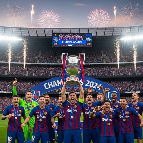 Barça 2024 Champions - Victorious Soccer Team Celebration