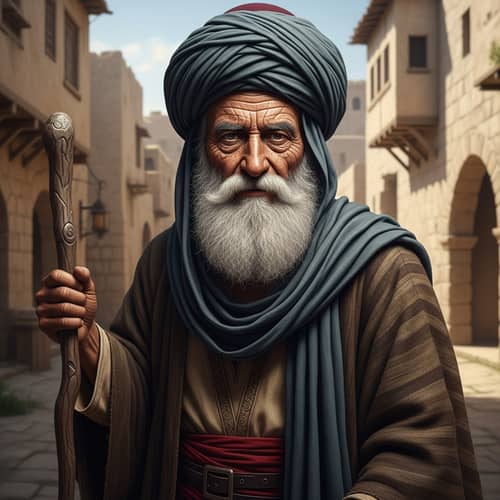 Historical Middle-Eastern Old Man with White Beard