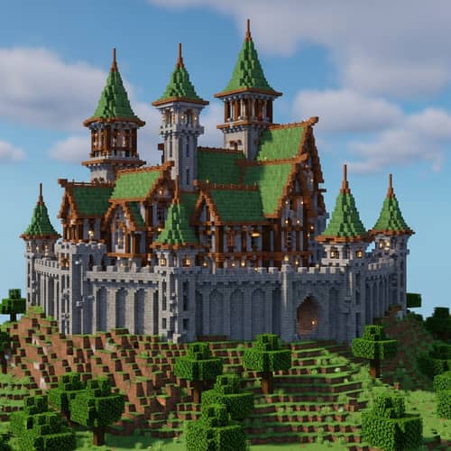 Vast Medieval Castle in Minecraft 1.20 with Copper Roofs