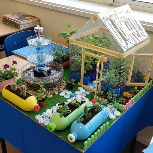 Miniature Garden Design with Recyclable Materials for Education