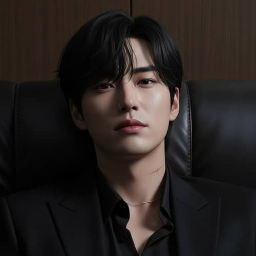 Intense Photo of Korean Man on Plush Leather Sofa | Hwang Hyunjin Look