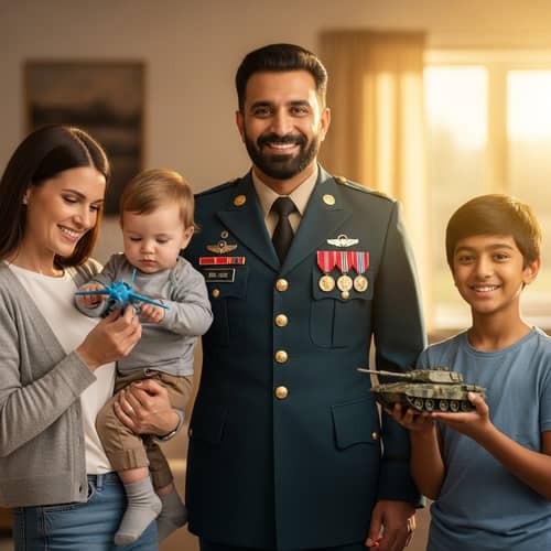 Proud Middle-Eastern Military Veteran with Diverse Family