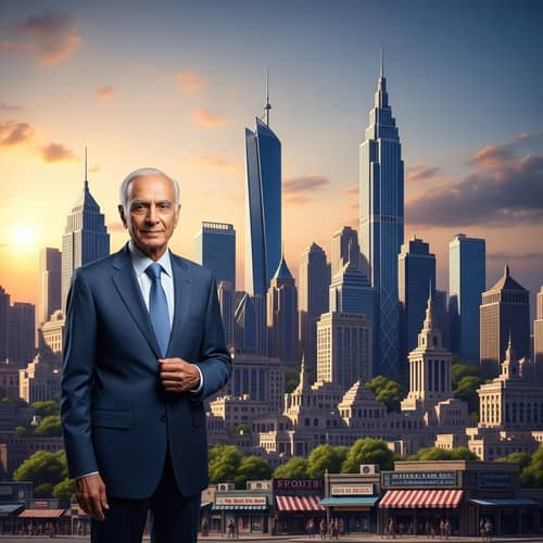 Indian Business Magnate Amid Thriving Cityscape