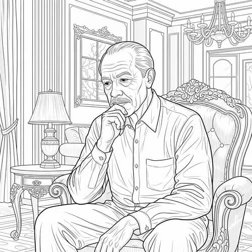 Elderly Man Contemplating Daughter's Future Spouse | Wealthy Estate Artwork