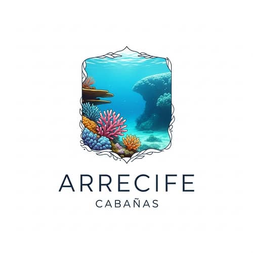 Intricate Logo Design for Arrecife Cabañas with Coral Reefs