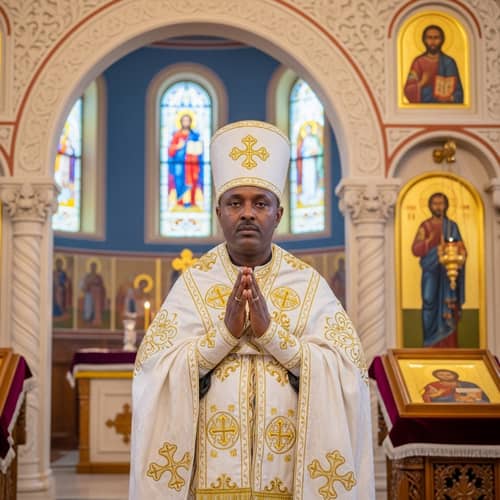 Ethiopian Orthodox Tewahdo Church Priest in Traditional Attire