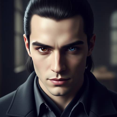 Mysterious Young Man with Dark Hair and Heterochromia