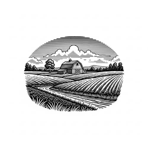 Vintage Farm Barn Black and White T-Shirt Design