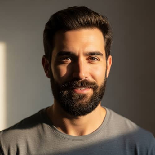 30-Year-Old Medium-Bearded Hispanic Man | Friendly Portrait