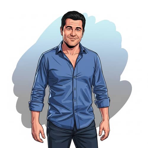Digital Illustration of Man in Relaxed Pose | Artwork
