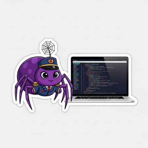 Charming Purple Spider in Military Uniform Sticker Art