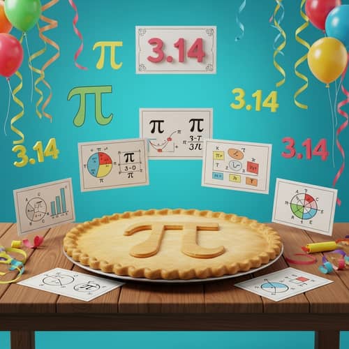 Pi Day Celebration: Fun Pi Symbol Pie Illustration