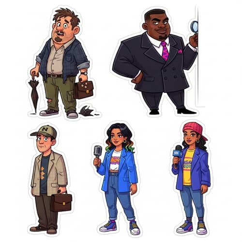 Cartoon Sticker Characters inspired by 1990's Comedy Film