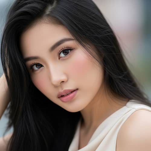 Stunning Image of Woman with Black Hair and Light Skin