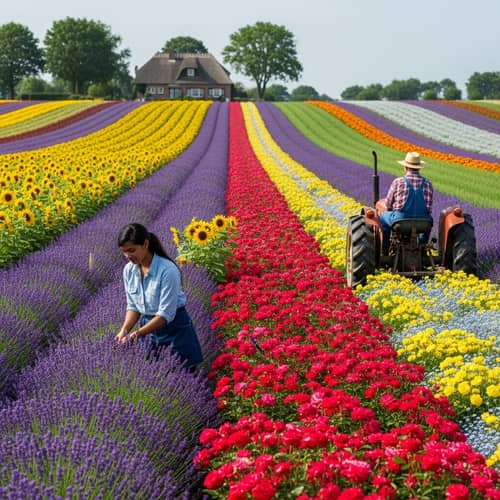 Vibrant Flower Farm in Early Summer | Colorful Blossoms Dance