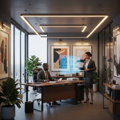 Modern Estate Planning Office Scene with Diverse Team