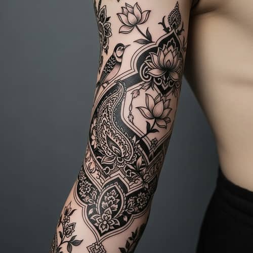 Persian Traditional Tattoo - Detailed Floral & Geometric Design