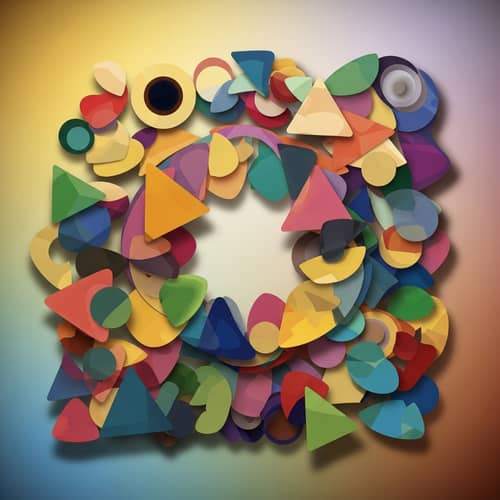 Abstract Friendship: Colorful Geometric Shapes Symbolizing Mutual Support