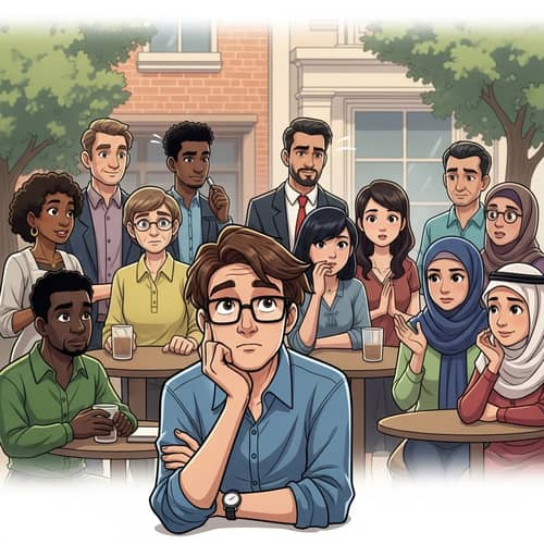 Diverse Emotions: Multicultural Gathering Artwork