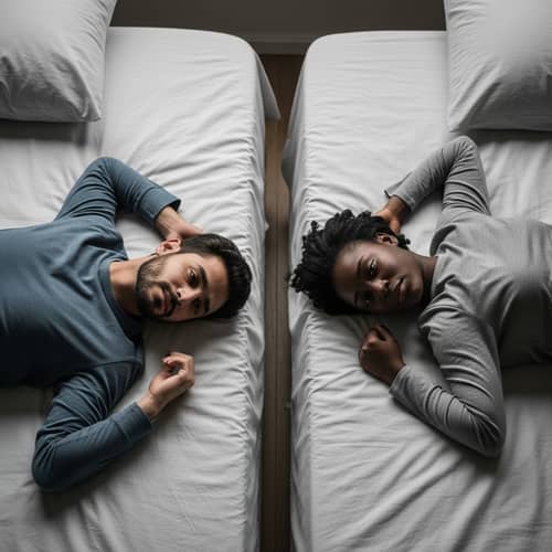 Emotional Distance in Relationship Depicted | Sad Couple in Bed