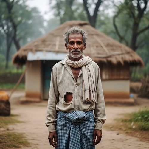 Portrait of Financial Struggle: South Asian Man Facing Hardships