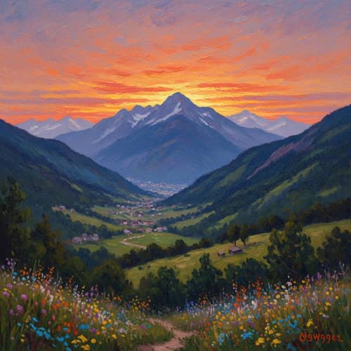 Impressionistic Mountain Landscape Painting