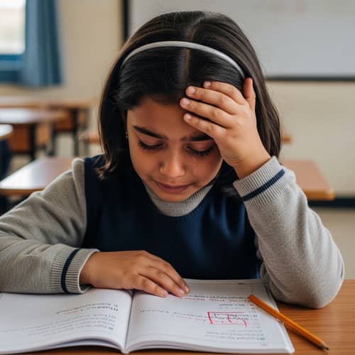 Middle-Eastern Schoolgirl Crying | Incorrect Answer