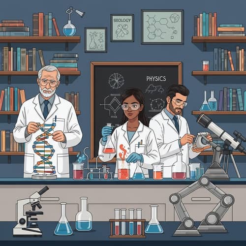 Laboratory Scene: Science, DNA Analysis, Chemical Reactions