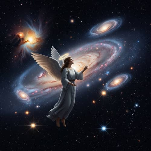 Ethereal Angel Floating in Space: A Cosmic Wonder