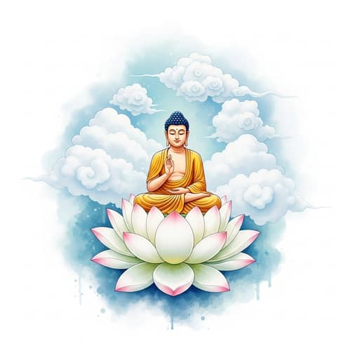Buddha on Blooming Lotus | Calming Watercolor Art