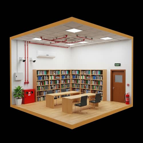 Advanced Safety Equipped Library Room Design | Interior Perspective