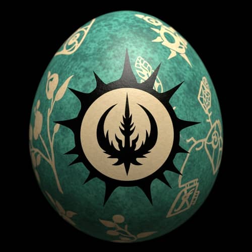 Intricate Modern Design on Rustic Egg - Symbolism Rendered