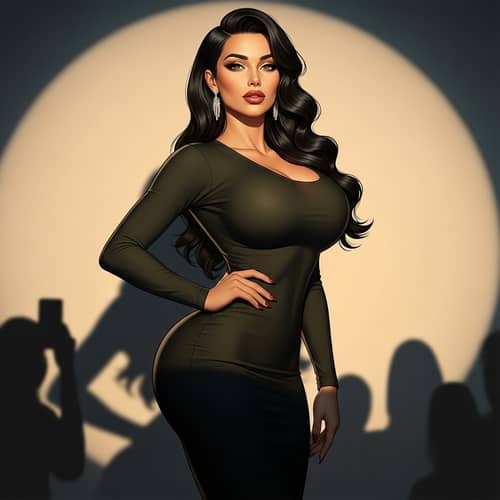 Stunning Raven-Haired Woman in Form-Fitting Dress