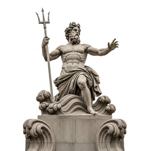 Majestic Poseidon Stone Sculpture: God of the Sea